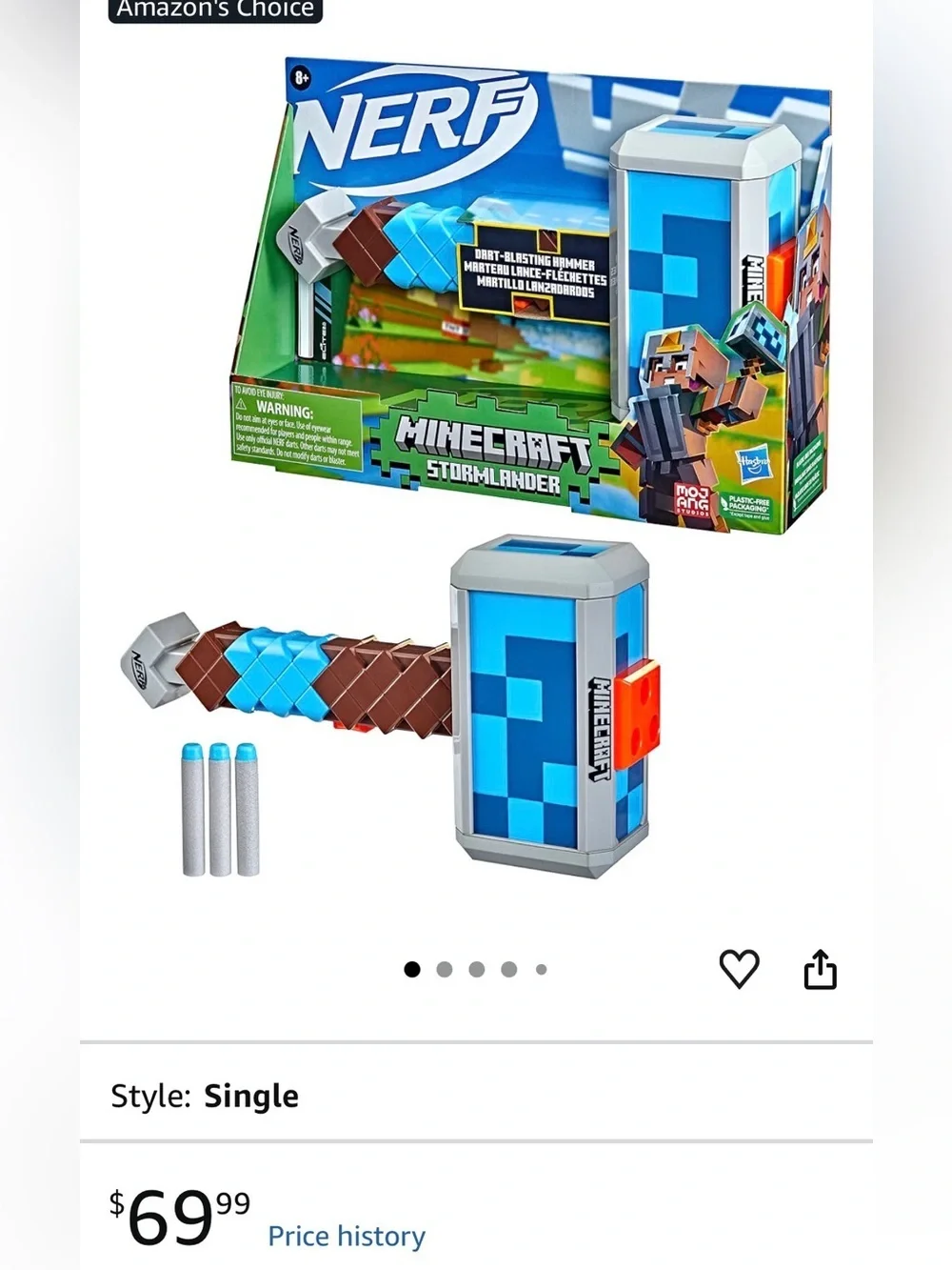 NERF Minecraft Stormlander Hammer Dart Blaster Set of 2